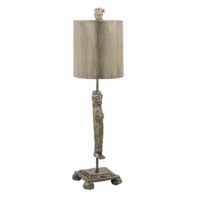 Flambeau Caryatid Silver Table Lamp energy-saving LED light