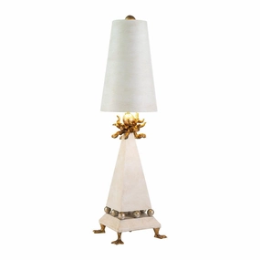 Flambeau Leda 1 Light Table Lamp - Cream Patina energy-saving LED light