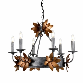 Flambeau Simone 6 Light Chandelier Ceiling Light - Bronze soft glow ceiling light