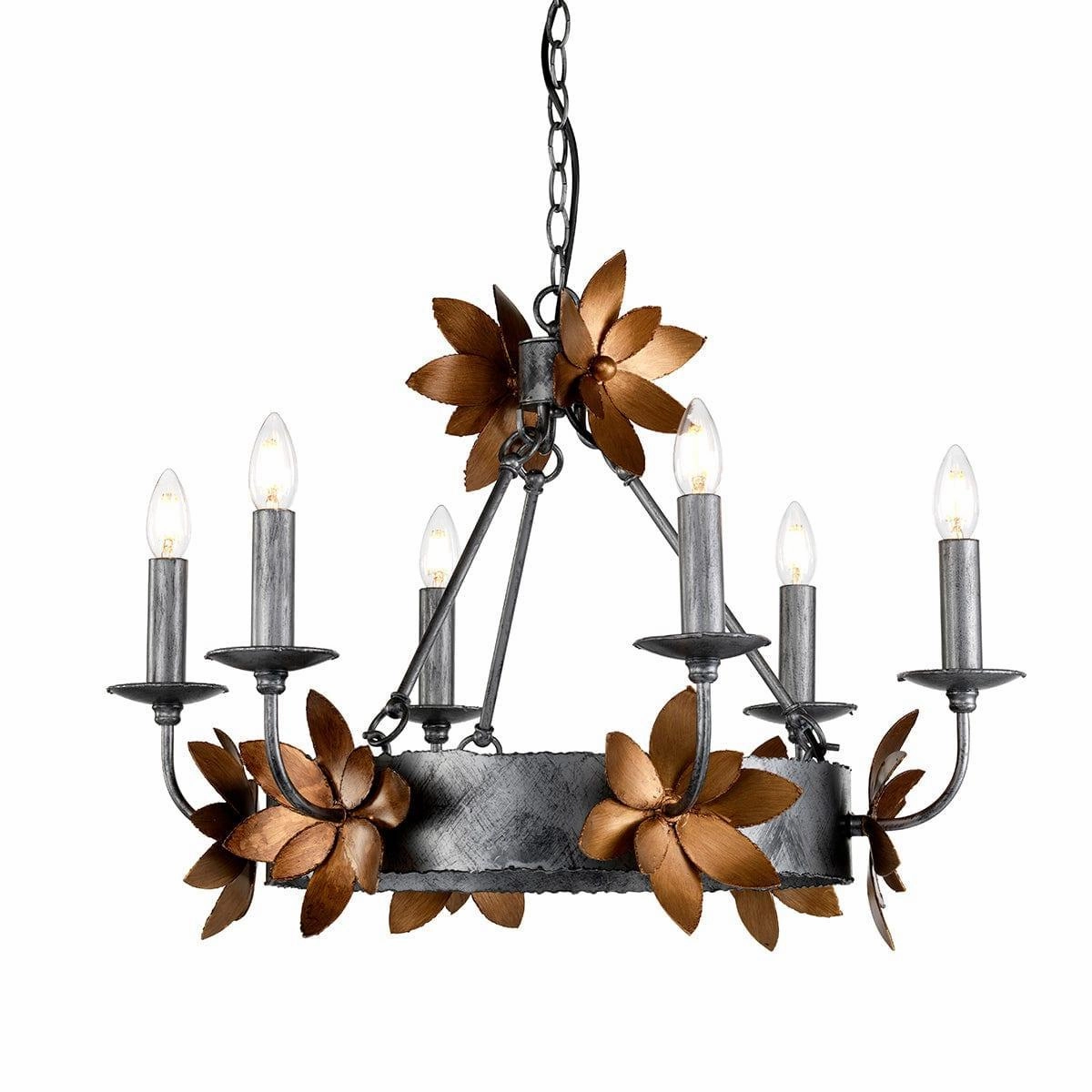 Flambeau Simone 6 Light Chandelier Ceiling Light - Bronze soft glow ceiling light