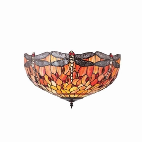 Flame Dragonfly Large Tiffany Flush Ceiling Light recessed ceiling spot lamp