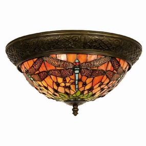 Flame Dragonfly Medium Flush Tiffany Ceiling Light recessed ceiling spot lamp
