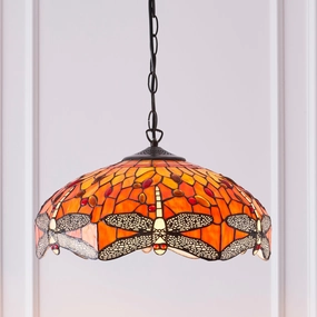 Flame Dragonfly Medium Tiffany Ceiling Light, 1 Bulb Fitting recessed ceiling spot lamp