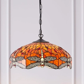Flame Dragonfly Medium Tiffany Ceiling Light - 3 Bulb Fitting recessed ceiling spot lamp