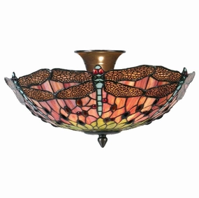Flame Dragonfly Semi Flush Tiffany Ceiling Light recessed ceiling spot lamp