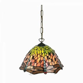 Flame Dragonfly Small Tiffany Ceiling Light - 1 Bulb Fitting recessed ceiling spot lamp