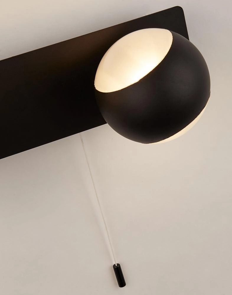 Flare 3 Light Black Ball Bathroom Up/Down Wall Light