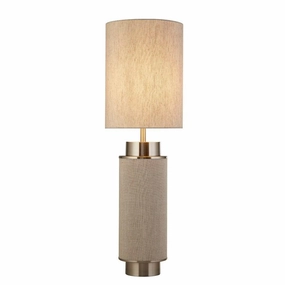 Flask Natural Hessian & Nickel Table Lamp - Natural Shade energy-saving LED light