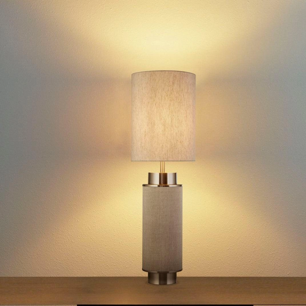 Flask Natural Hessian & Nickel Table Lamp - Natural Shade