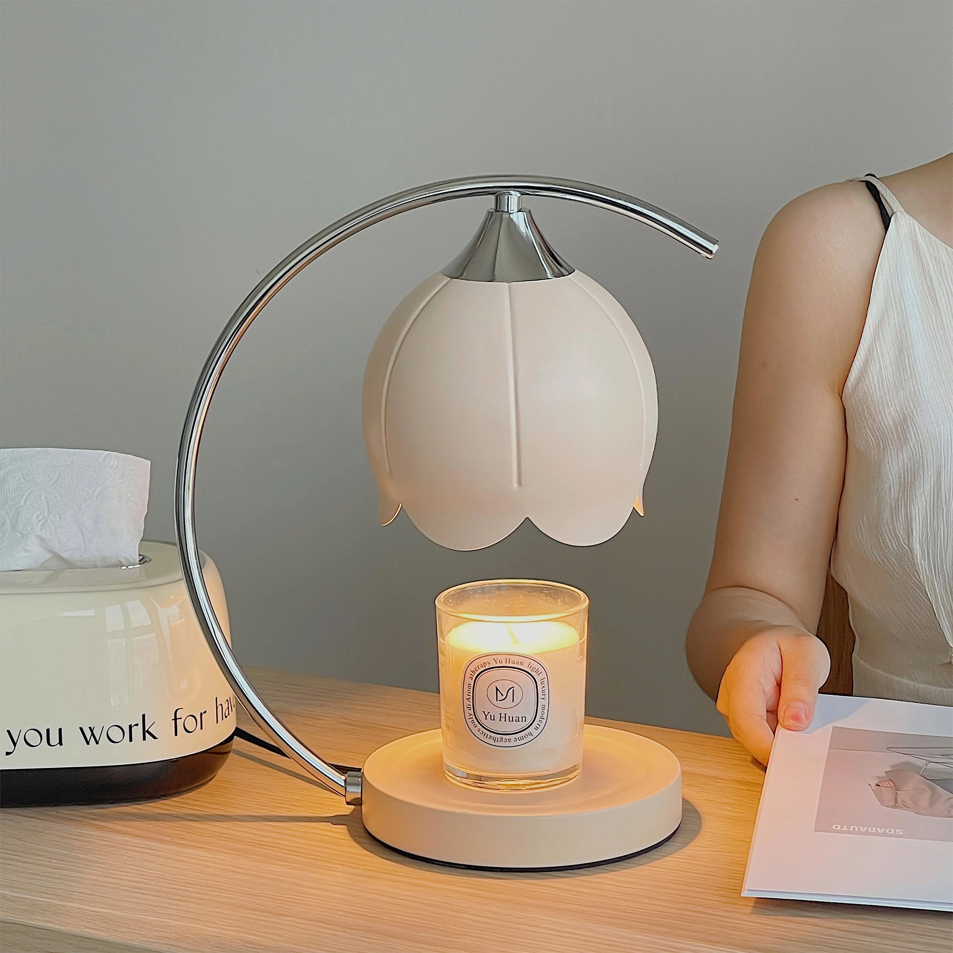 Floral Candle Table Lamp