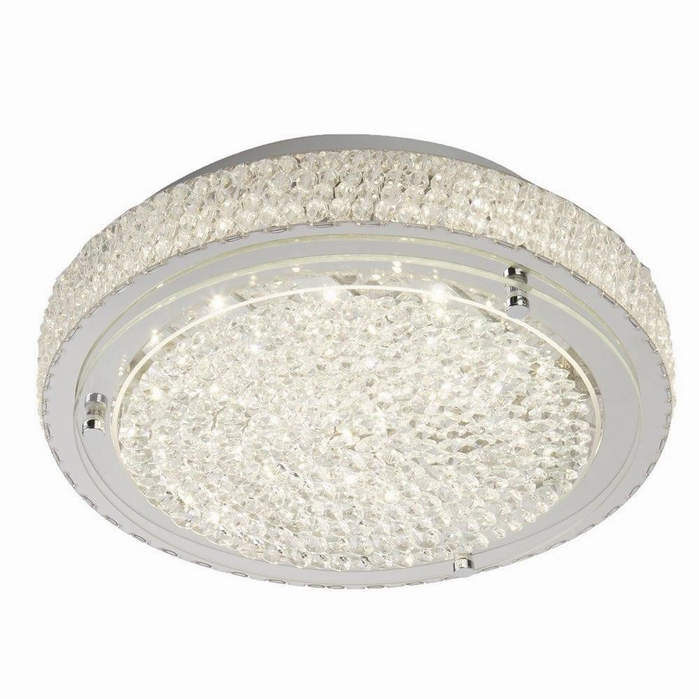 Florida Chrome & Crystal Flush LED Ceiling Light - 30cm ambient ceiling fixture