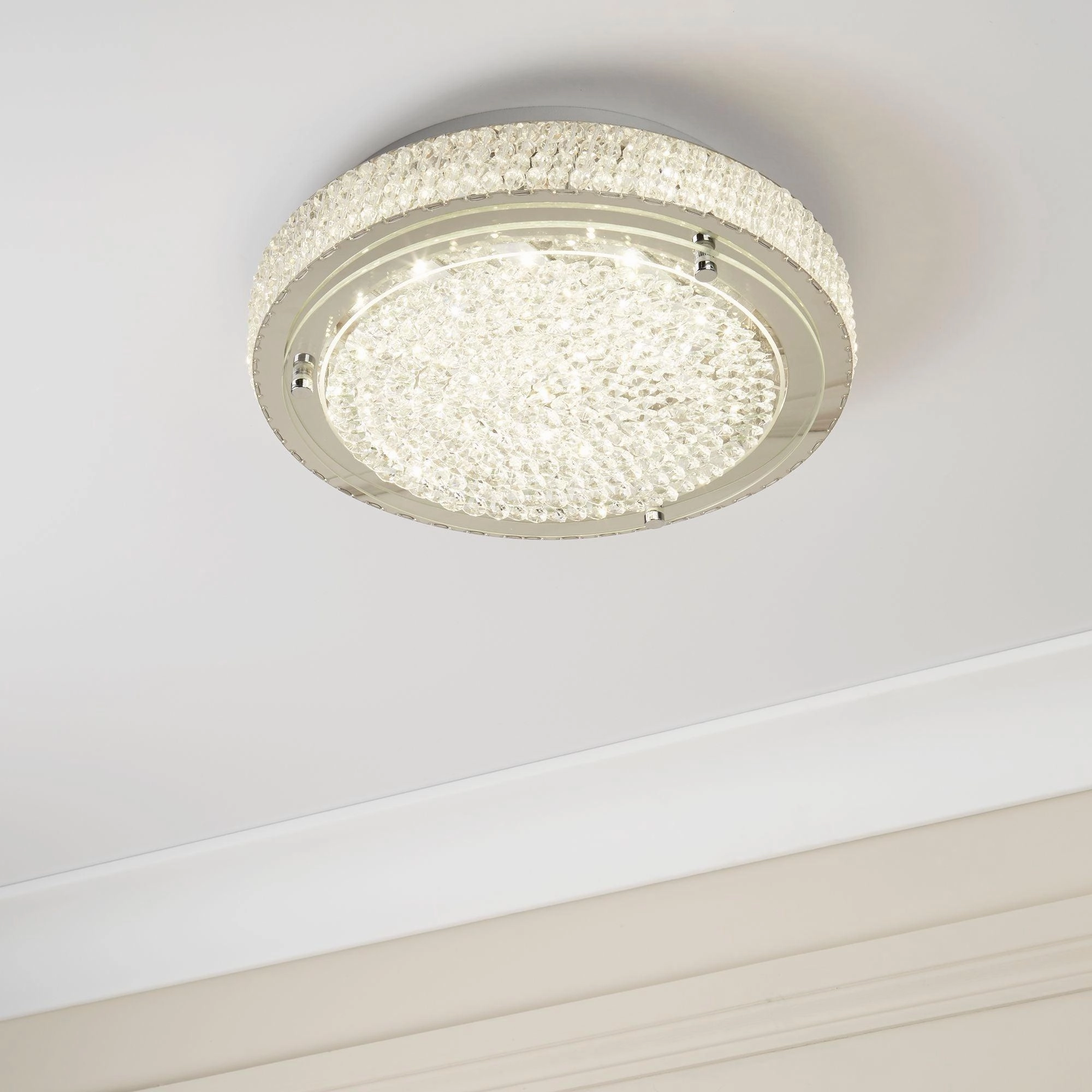 Florida Chrome & Crystal Flush LED Ceiling Light - 30cm