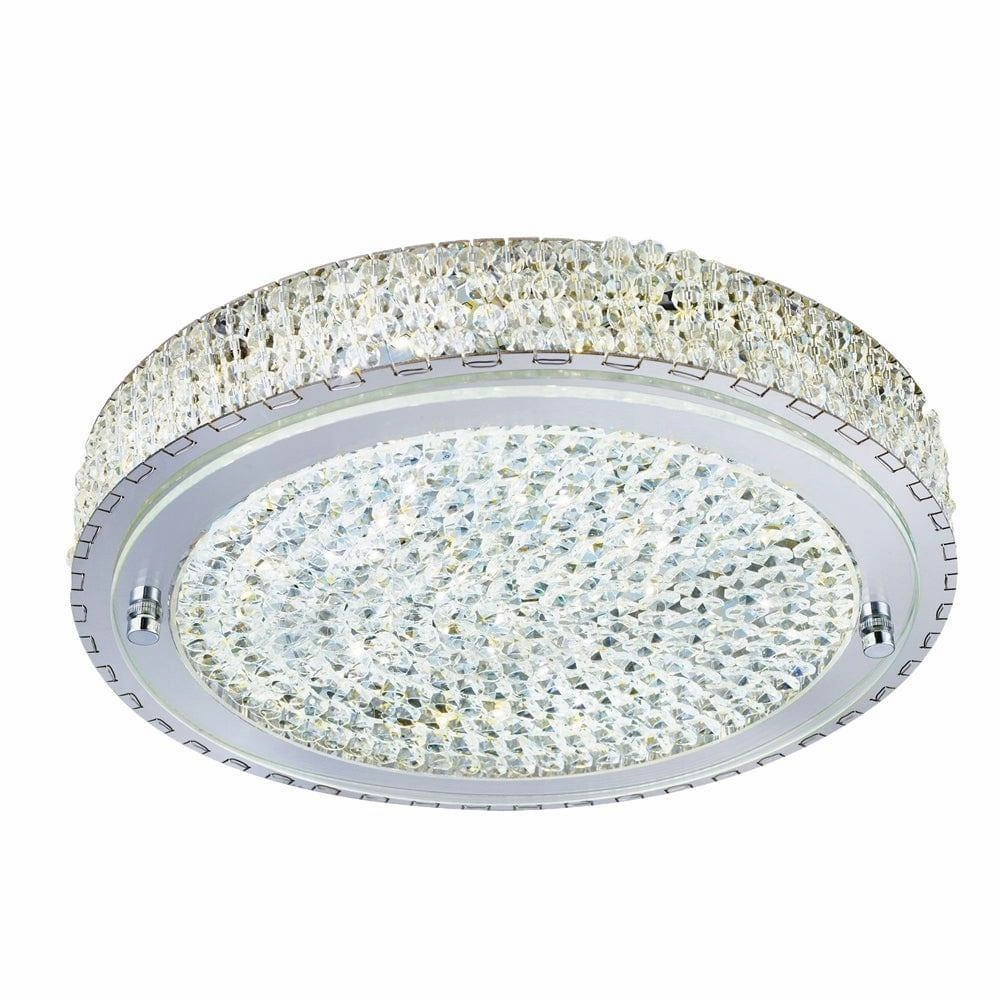 Florida Chrome & Crystal Flush LED Ceiling Light - 40cm ambient ceiling fixture