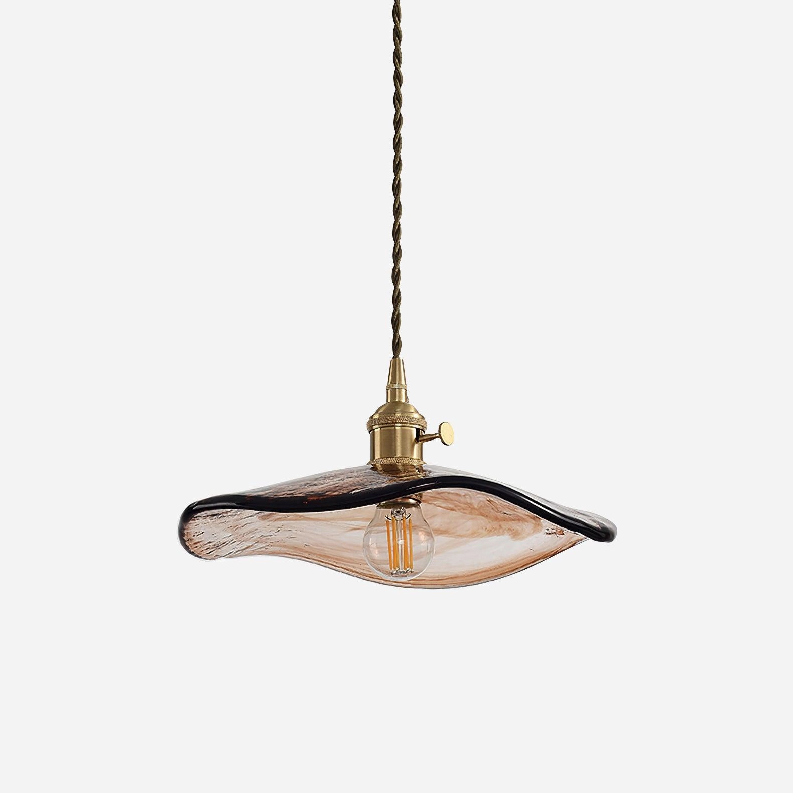 Flower Petal Glass Pendant Swag Light