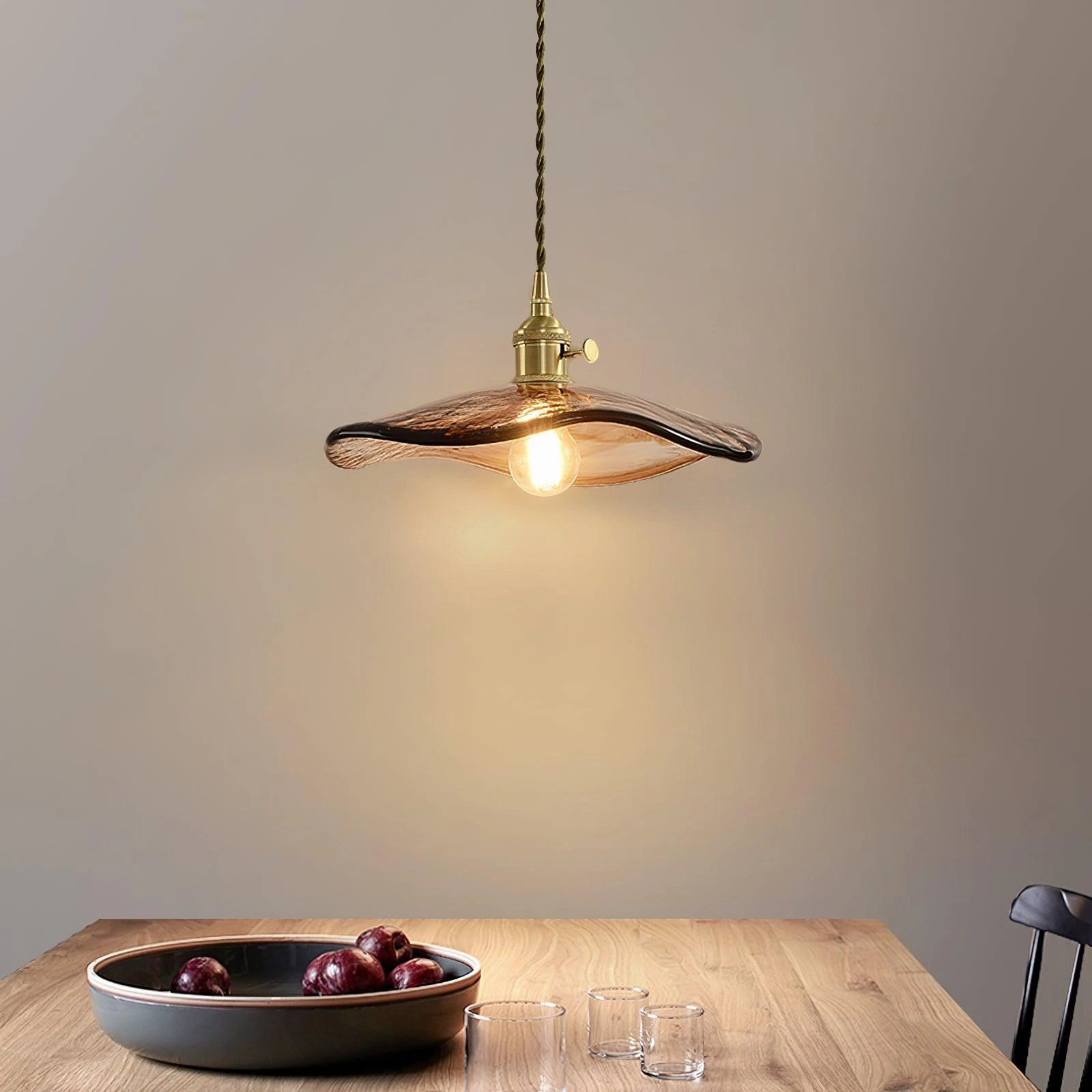 Flower Petal Glass Pendant Swag Light