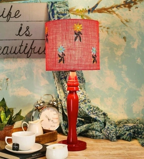 Flowers on Jute Lamp decorative ceiling fixture