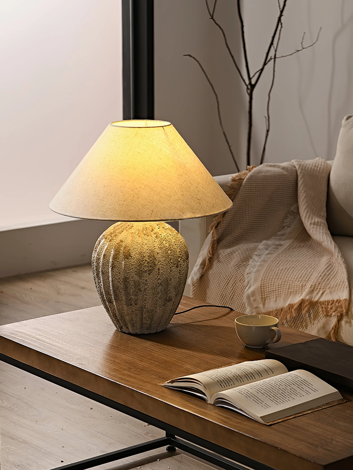 Fluted Ceramic Table Lamp