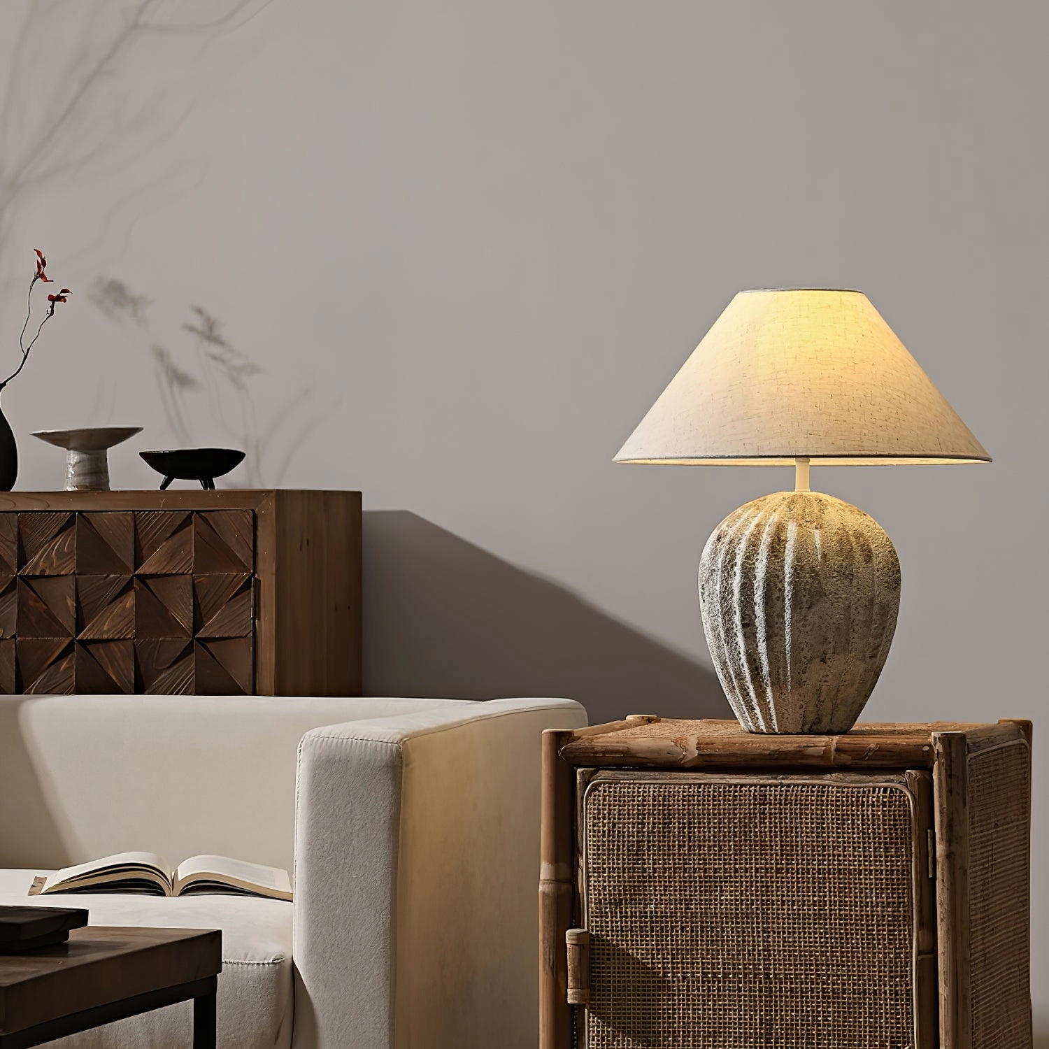 Fluted Ceramic Table Lamp