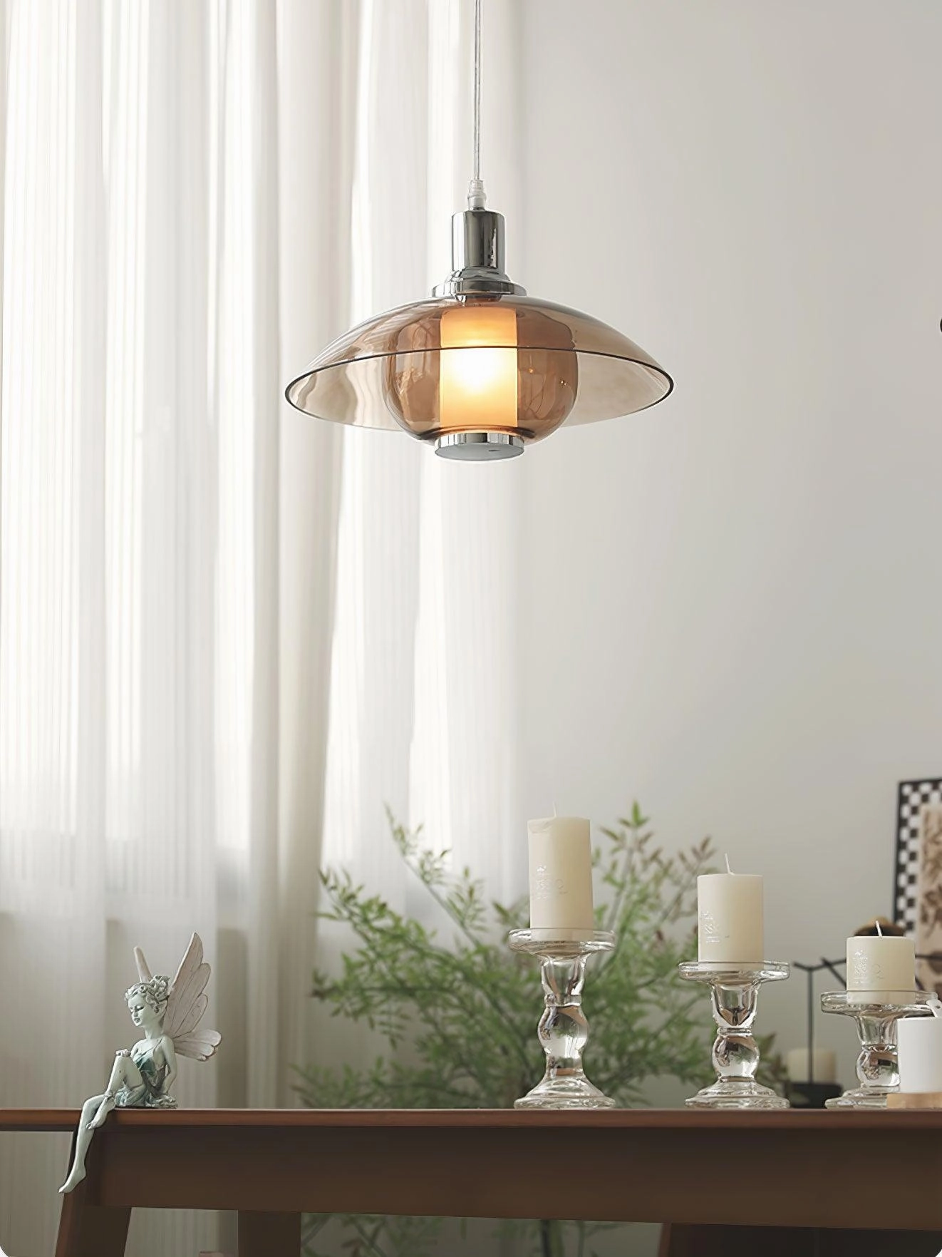 Flying Saucer Chrome Pendant Light