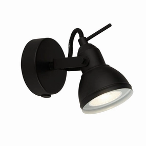Focus 1 Light Black Adjustable Spotlight - Switched white ceiling lamp