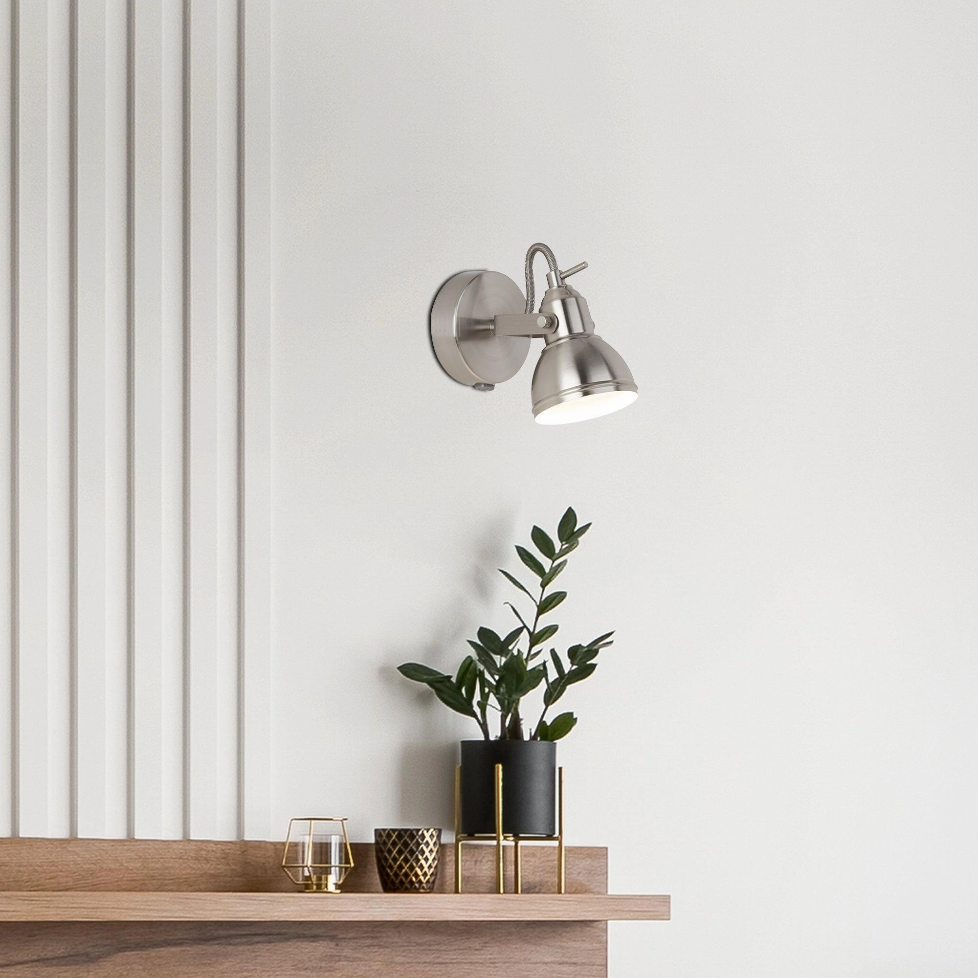 Focus 1 Light Silver Adjustable Spotlight - Switched