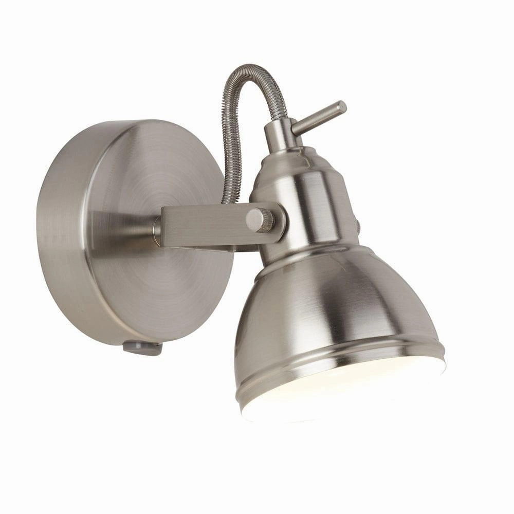 Focus 1 Light Silver Adjustable Spotlight - Switched tall arc lamp for living room