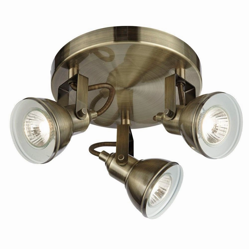 Focus 3 Light Antique Brass Adjustable Ceiling Spotlights tall arc lamp for living room