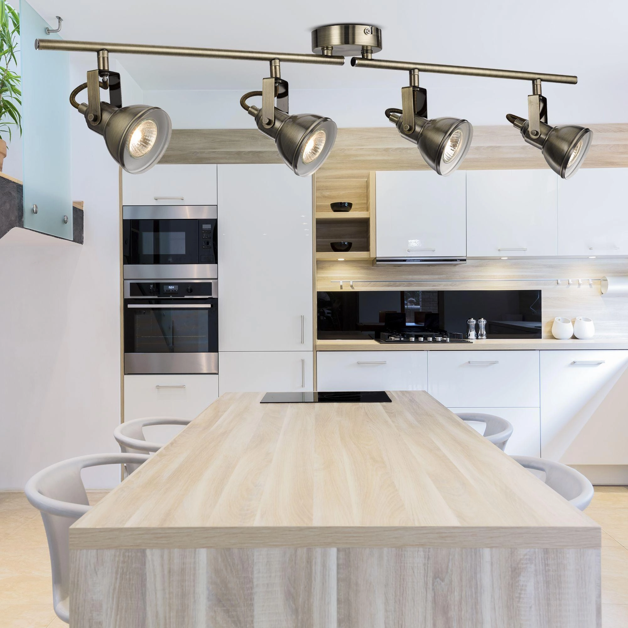 Focus 4 Light Antique Brass Adjustable Spotlights