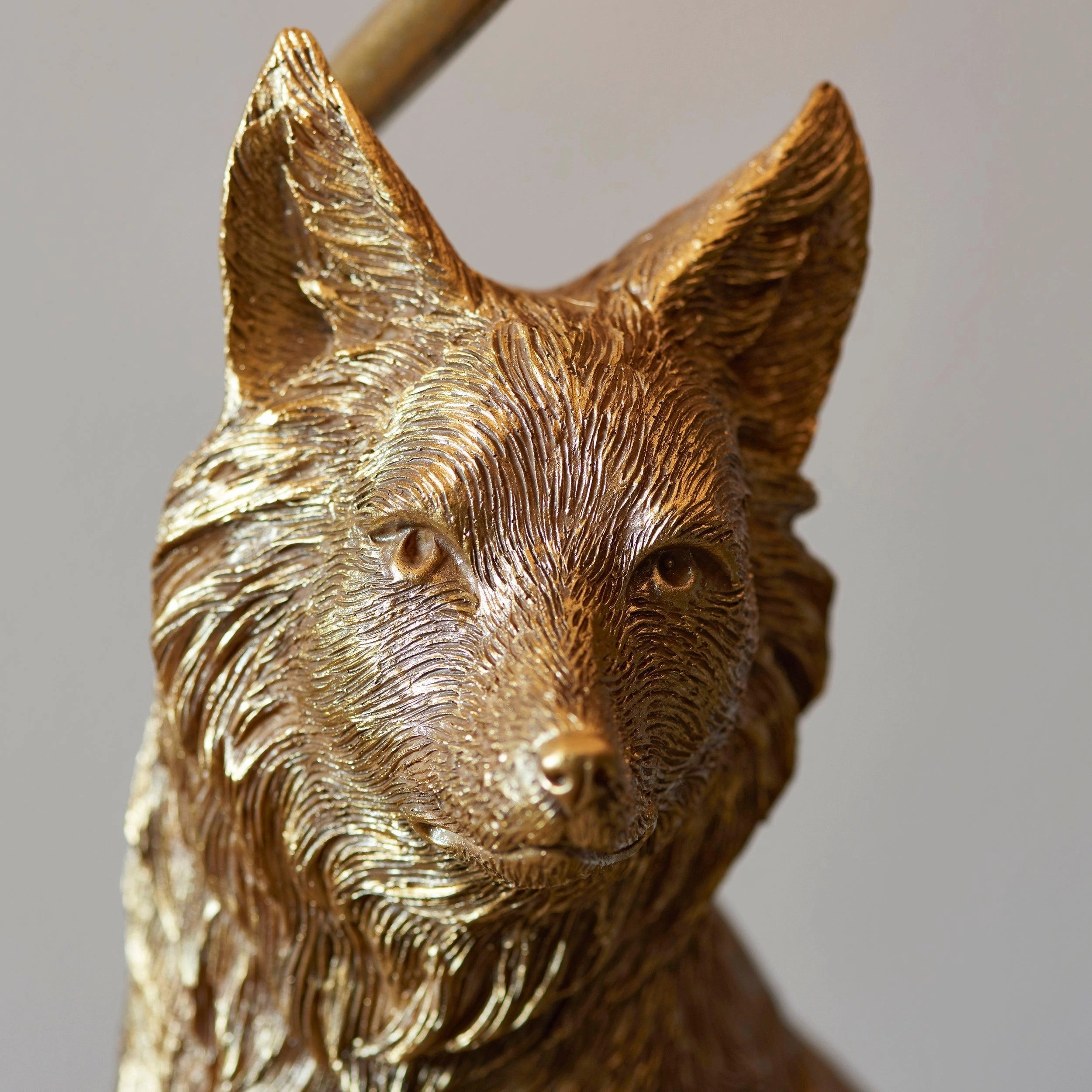 Fox Figurine Gold Table Lamp - Black Shade