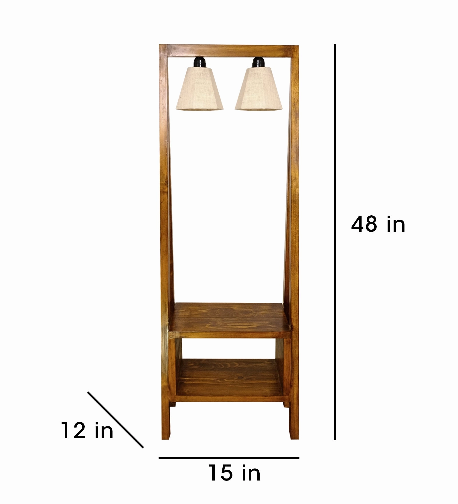 Francis Wooden Floor Lamp with Brown Base and Jute Fabric Lampshade (BULB NOT INCLUDED)