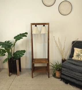 Francis Wooden Floor Lamp with Brown Base and Jute Fabric Lampshade (BULB NOT INCLUDED) decorative ceiling fixture