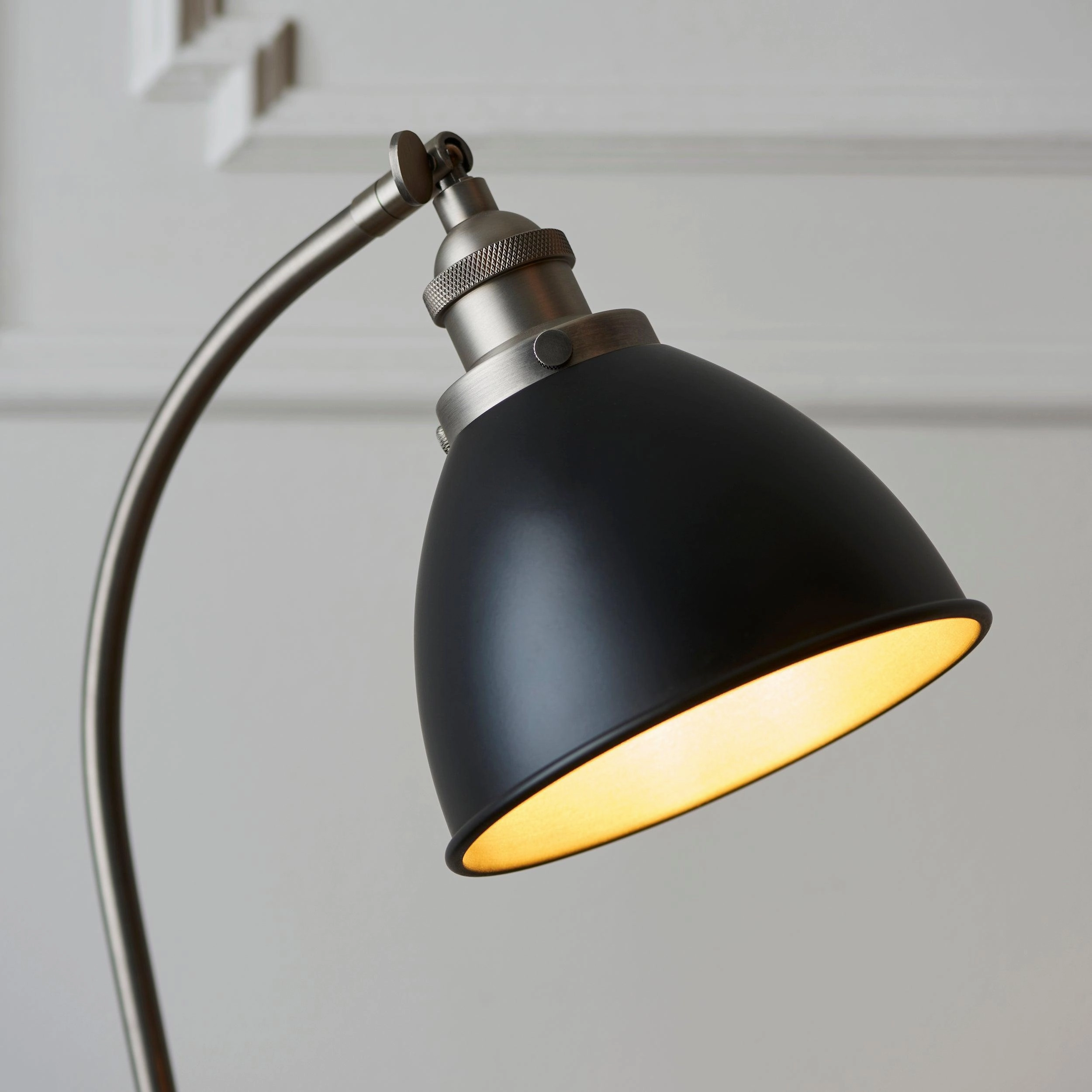 Franklin Industrial Pewter & Black Metal Shaded Table Lamp
