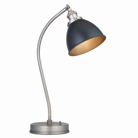 Franklin Industrial Pewter & Black Metal Shaded Table Lamp energy-saving LED light