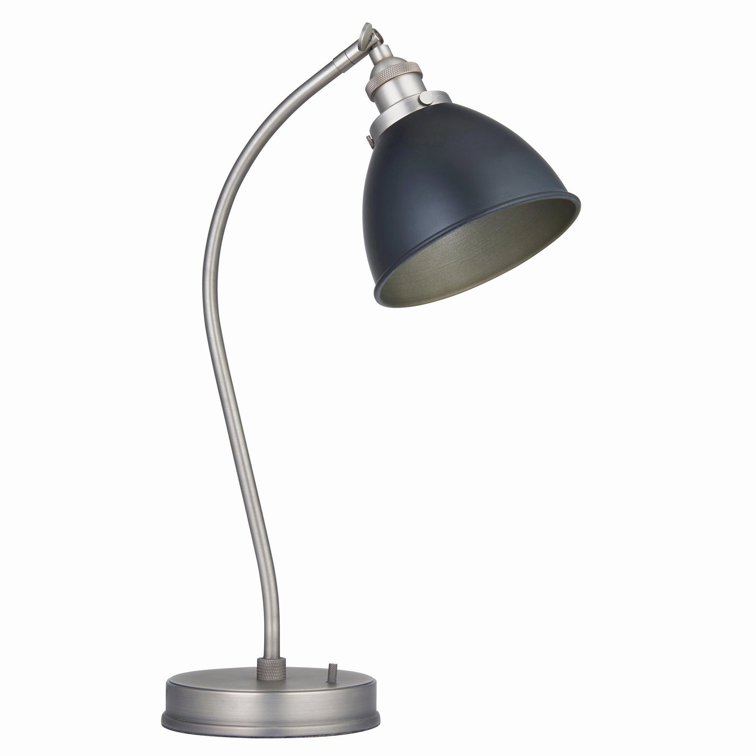 Franklin Industrial Pewter & Black Metal Shaded Table Lamp