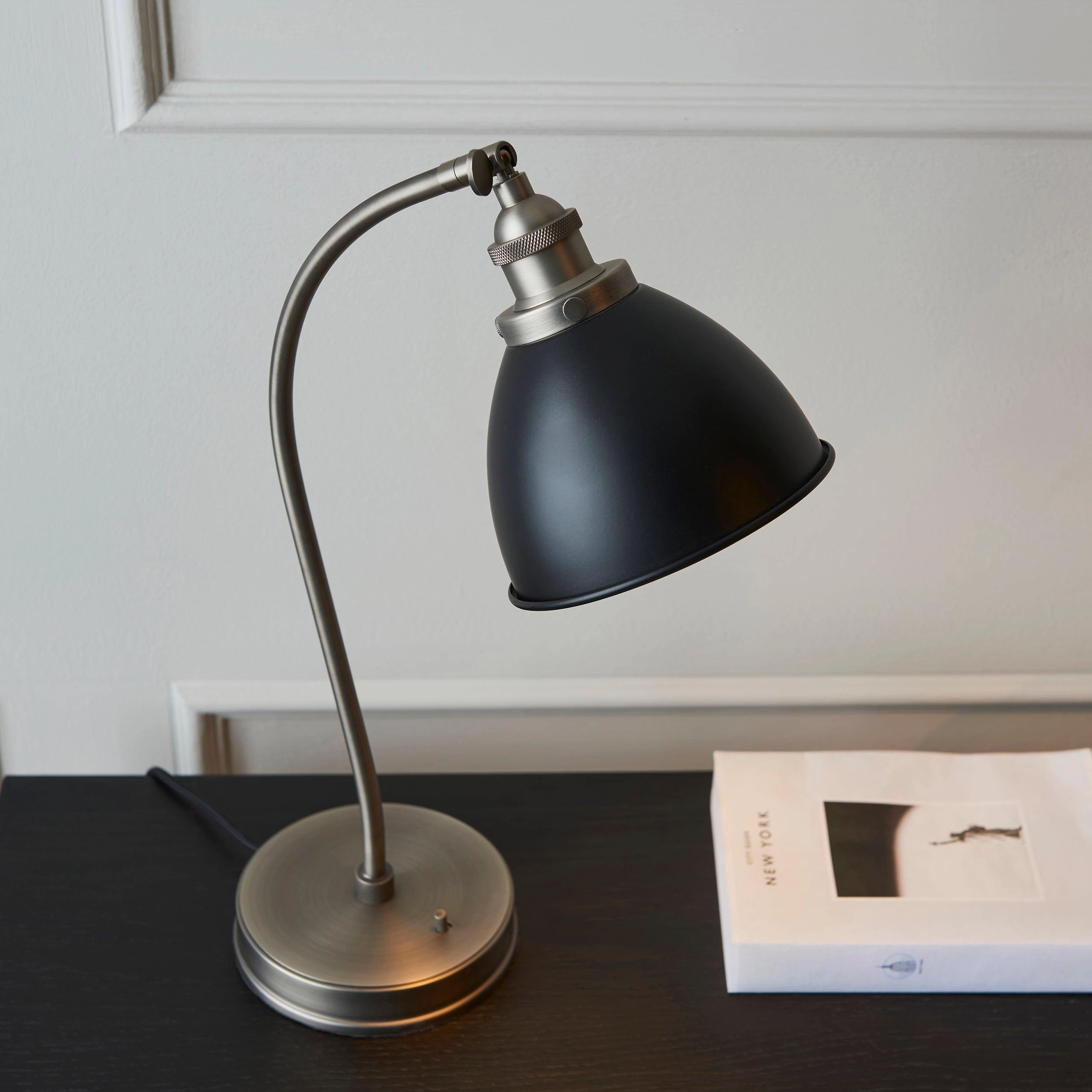 Franklin Industrial Pewter & Black Metal Shaded Table Lamp