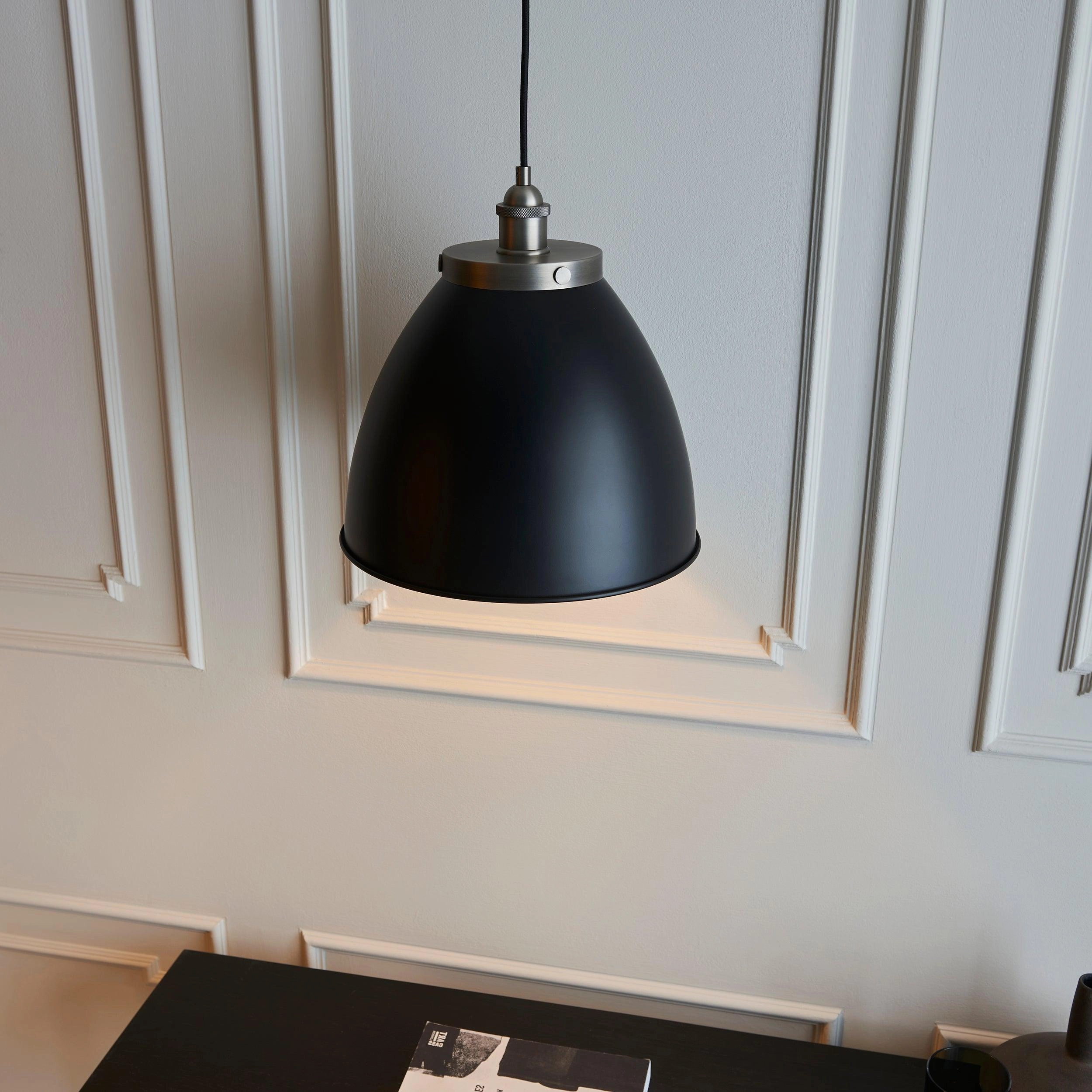 Franklin Pewter Industrial Style Ceiling Pendant - 34cm