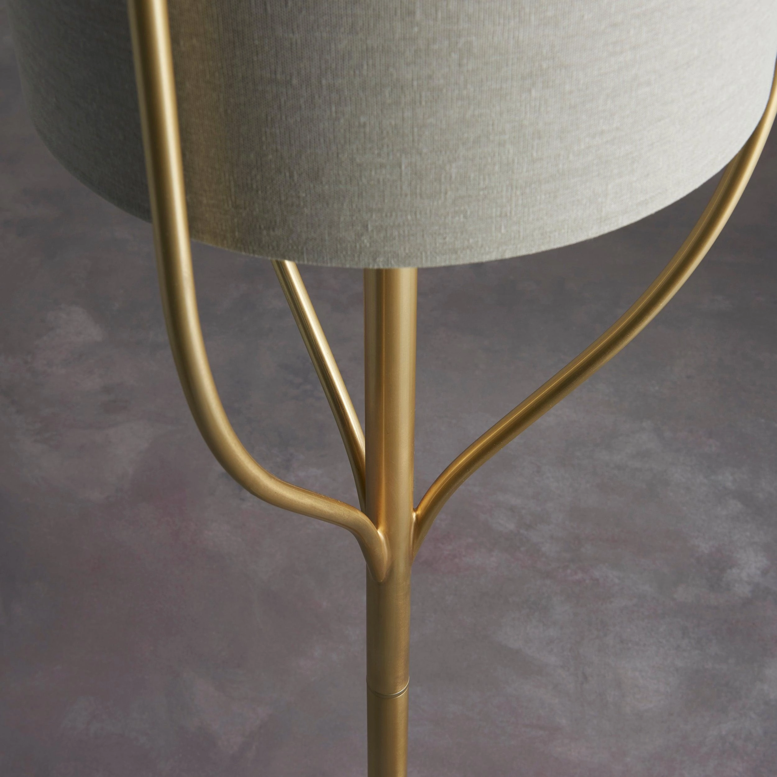 Fraser Brass Floor Lamp With Natural Linen Shade