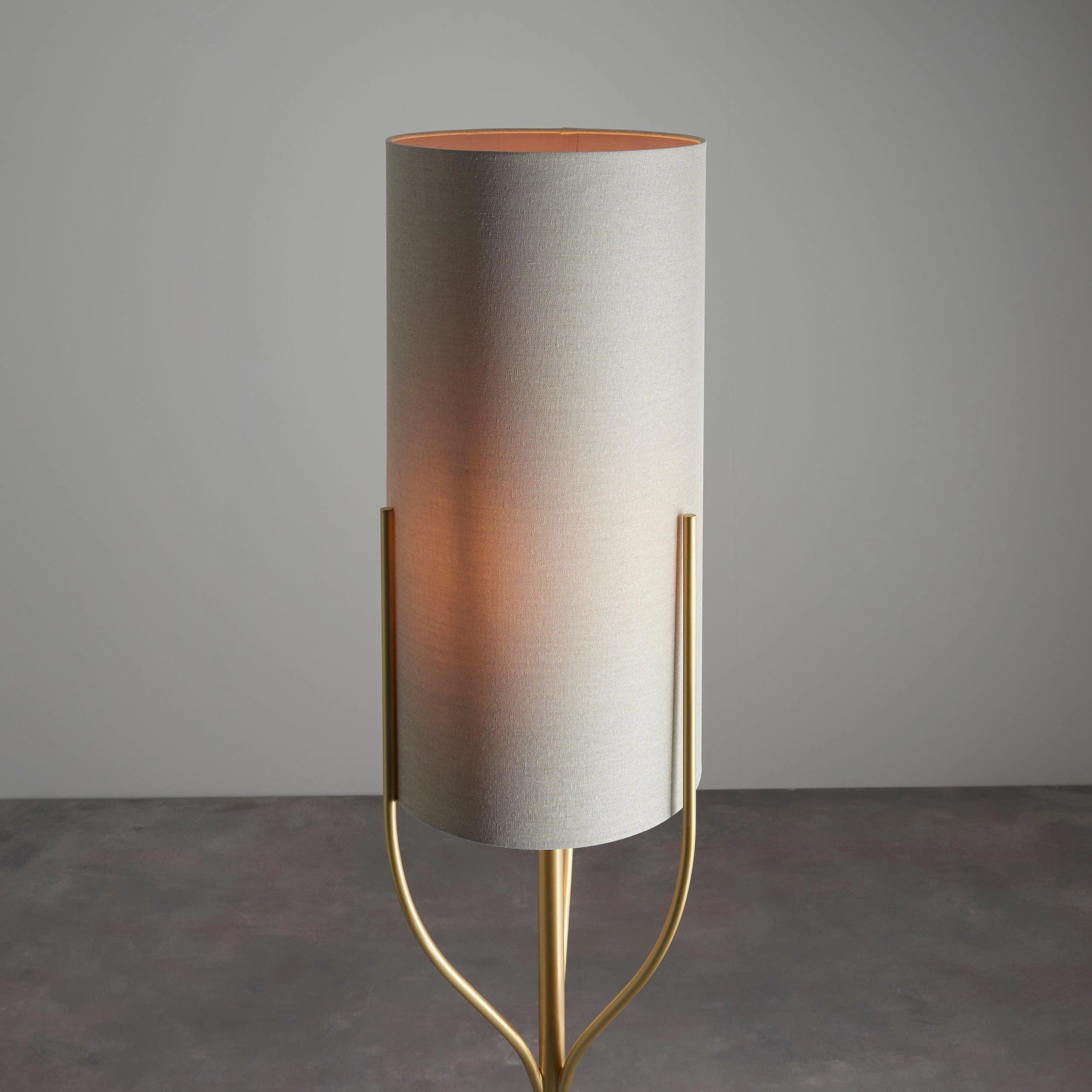 Fraser Brass Floor Lamp With Natural Linen Shade