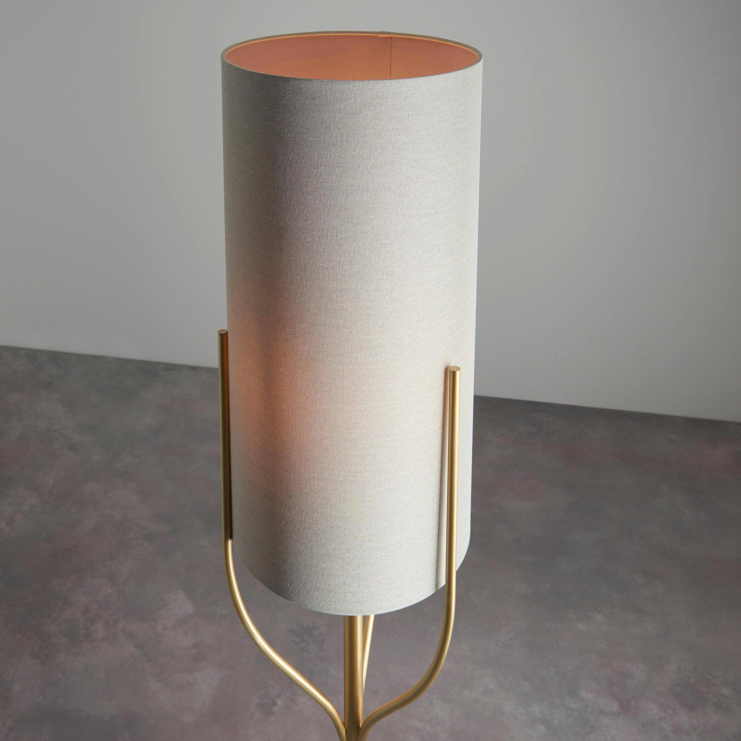 Fraser Brass Floor Lamp With Natural Linen Shade