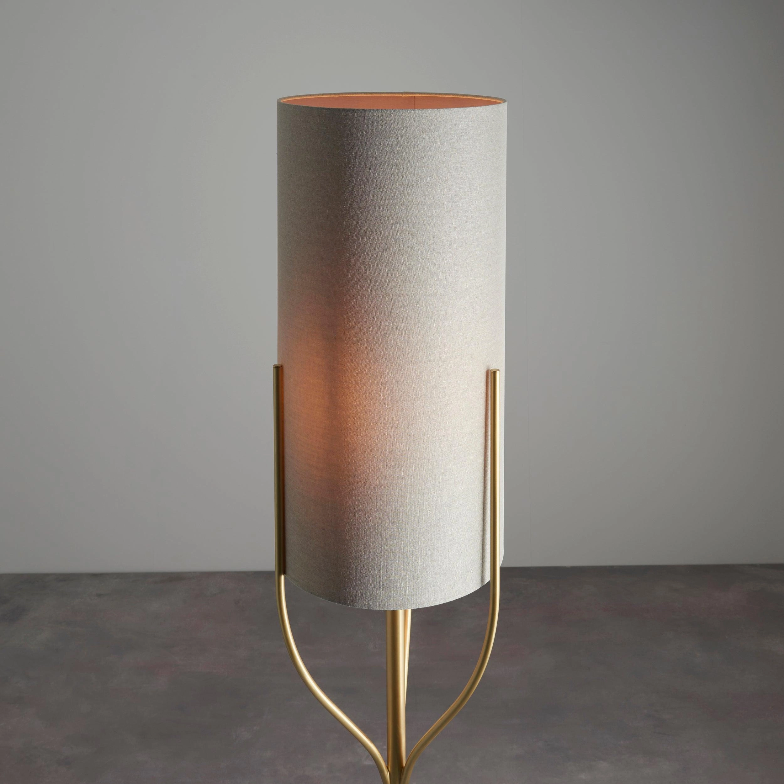 Fraser Brass Floor Lamp With Natural Linen Shade