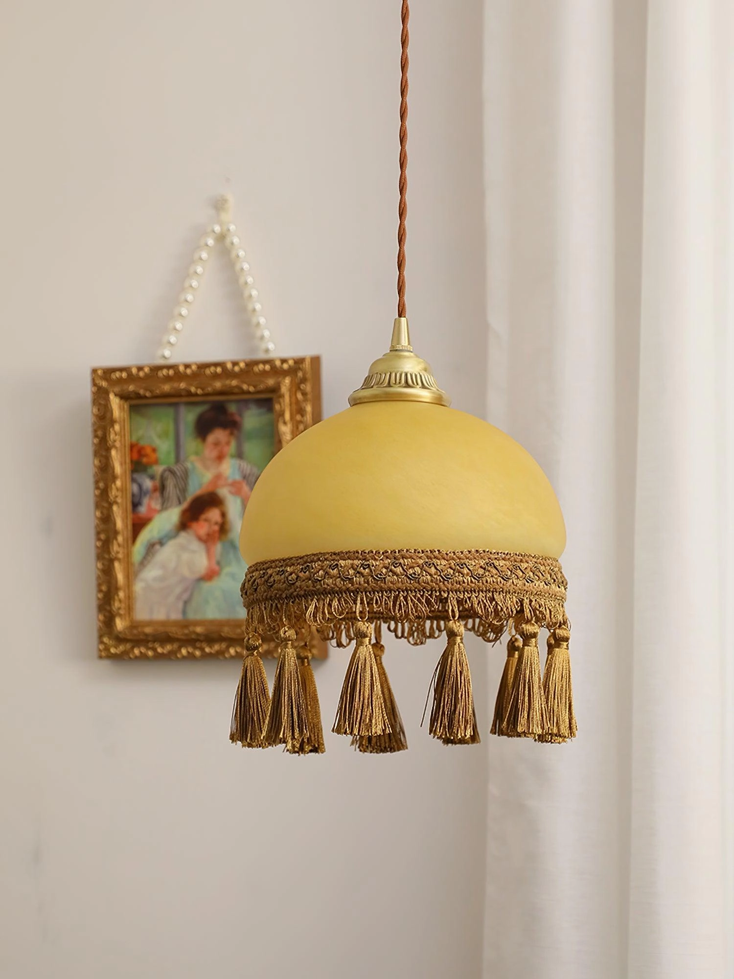 French Tassels Brass Pendant Swag Light