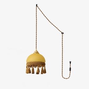 French Tassels Brass Pendant Swag Light surface mount ceiling lamp