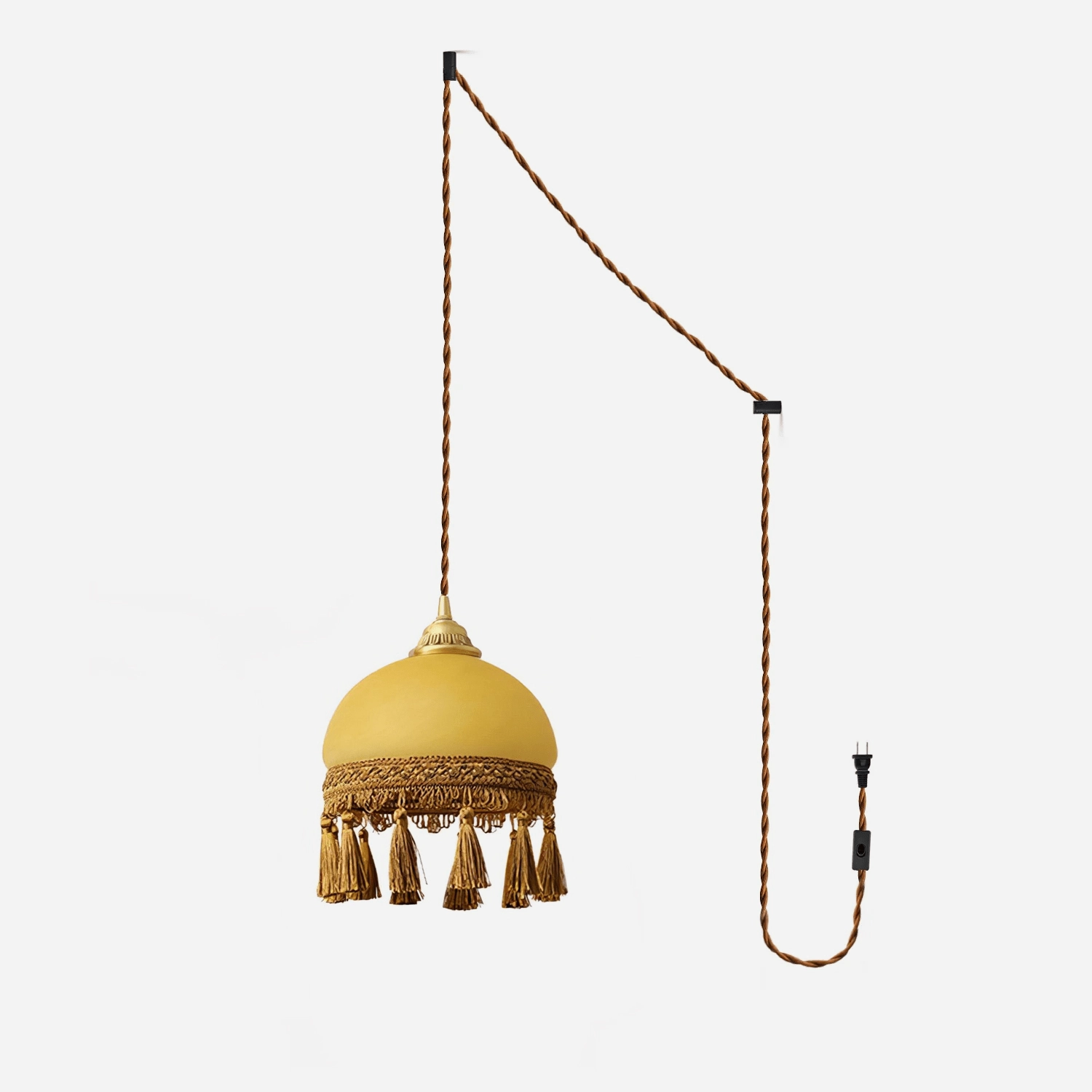 French Tassels Brass Pendant Swag Light surface mount ceiling lamp