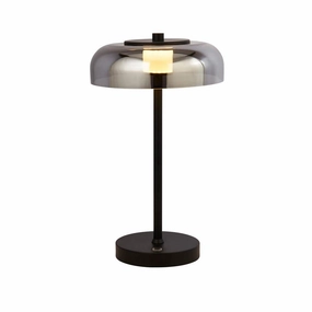 Frisbee 1 Light Black LED Table Lamp - Smoked Glass Shade energy-saving LED light