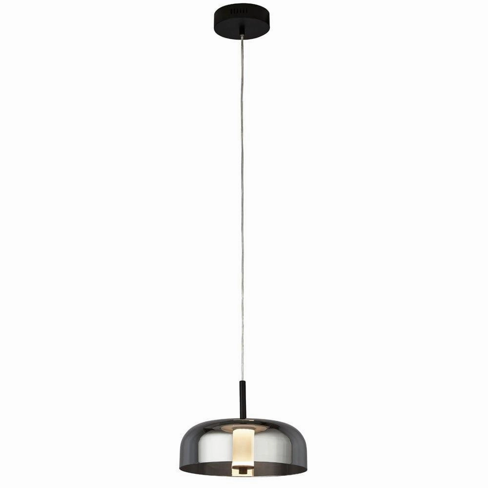 Frisbee 1 Light LED Black Pendant - Smoked Glass Shade ambient ceiling fixture