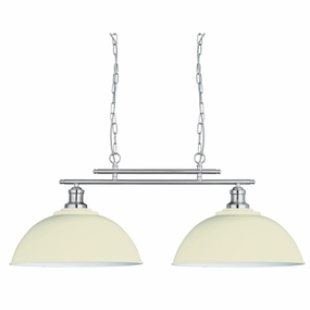 Fusion 2 Light Satin Silver Ceiling Bar & Cream Shades soft glow ceiling light