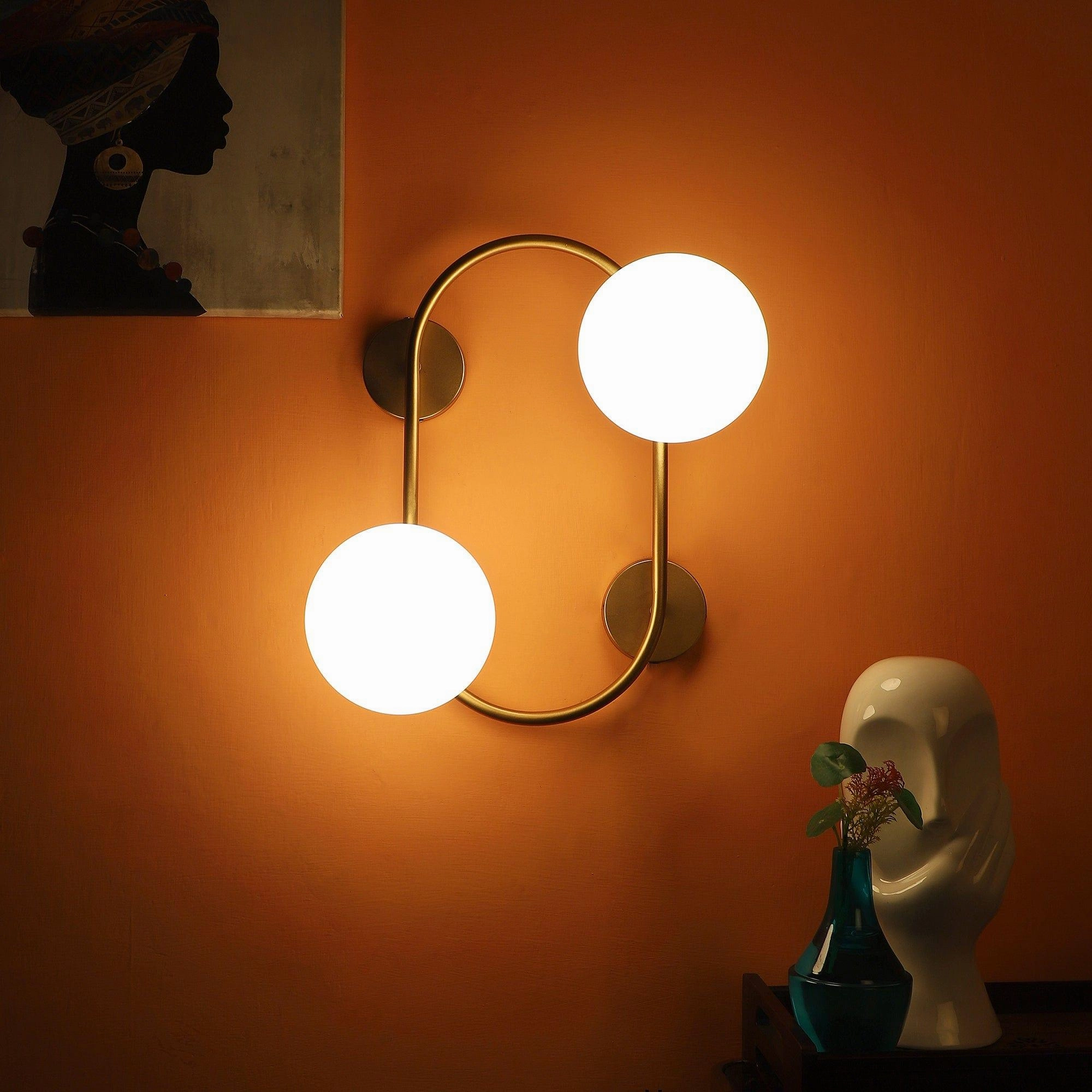 Fusty Gold And White Iron 2 Wall Lights