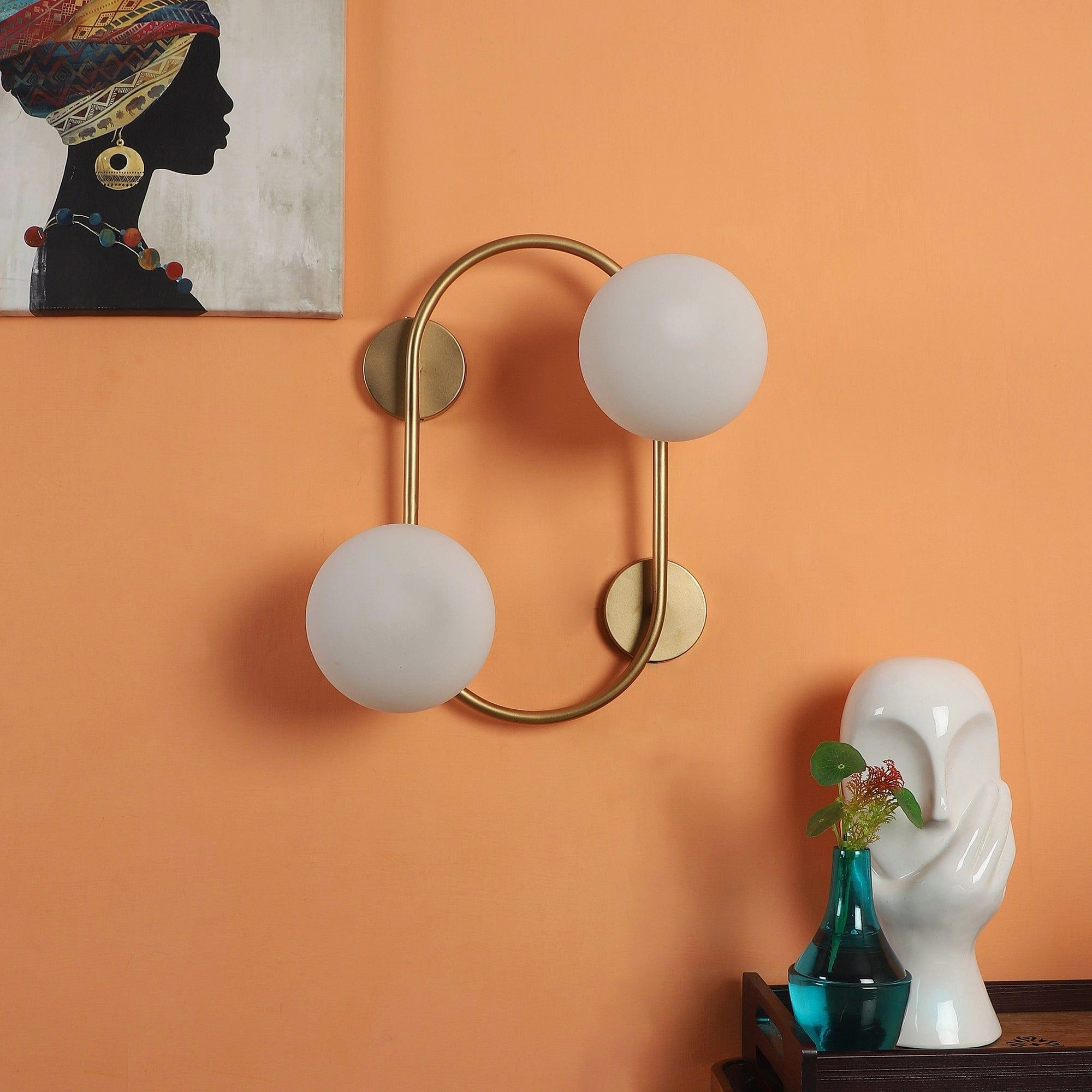Fusty Gold And White Iron 2 Wall Lights