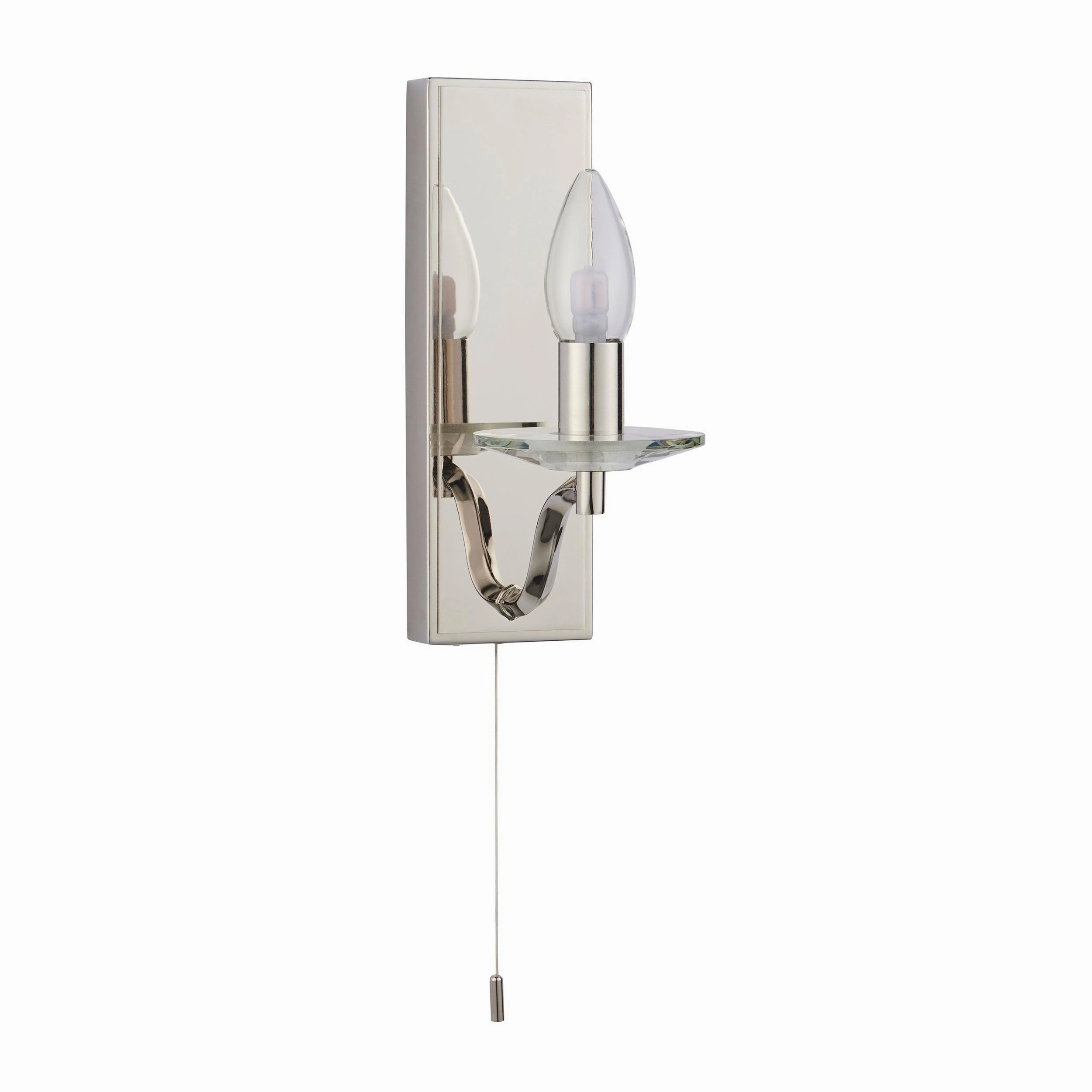 Garland Nickel Art Deco Bathroom Wall Light - Pull Switch