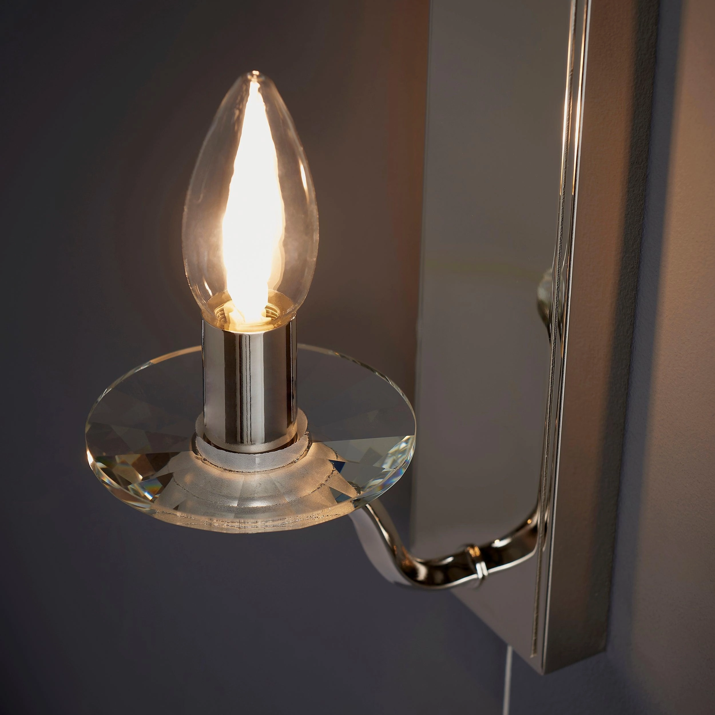 Garland Nickel Art Deco Bathroom Wall Light - Pull Switch